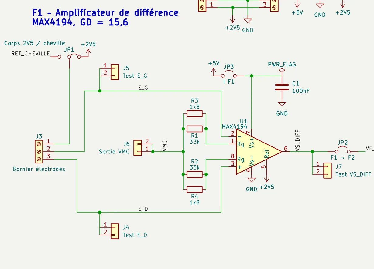 Schéma électrique de la fonction F1 réalisé sous KiCad